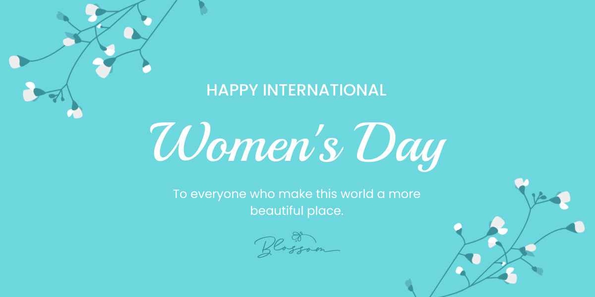Teal Blossom Women`s Day Facebook Cover 820x360